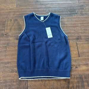 NEW Gymboree Boys Medium 7/8 Knit Sweater Vest Navy Blue V-Neck